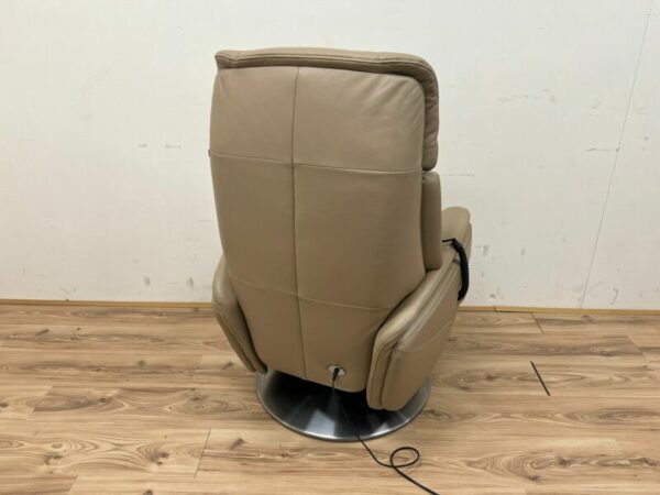 Hukla sta op stoel beige leer op draaivoet - Afbeelding 2